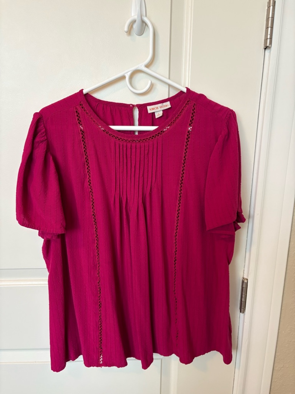Knox Rose Magenta Pleated Accent Blouse